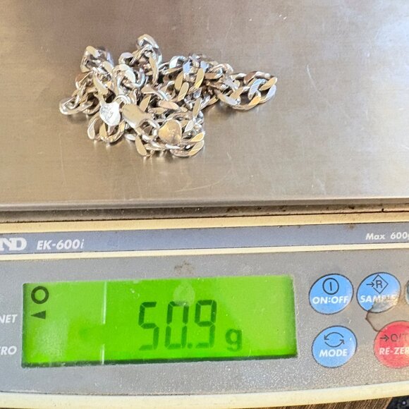 VTG Sterling Silver 925 Heavy Curb Link Chain Necklace Size 20.5" Length - Picture 10 of 10